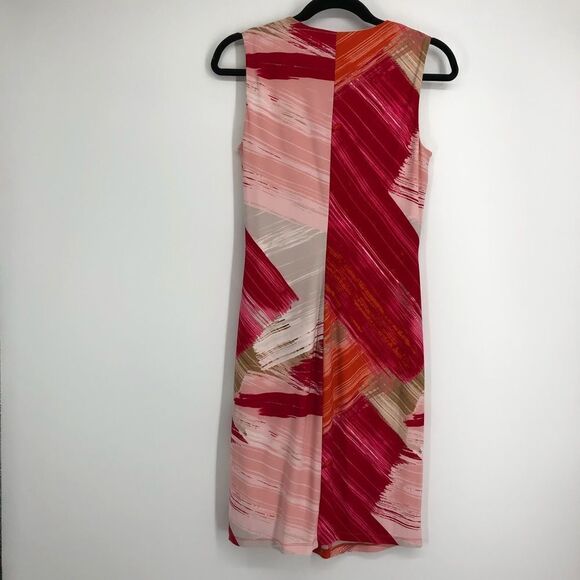 DONNA KARAN Twist Front Abstract Sleeveless Dress Size 2 - Picture 2 of 6